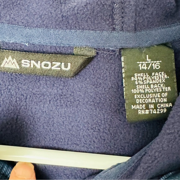 Boys Snozu Navy Zip Front Hooded Rain Jacket Size Large 14/16 - Picture 5 of 10